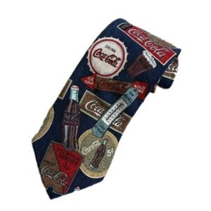 Coca Cola All Over Logo Print 100% Silk Classic Retro Neck Tie Menswear